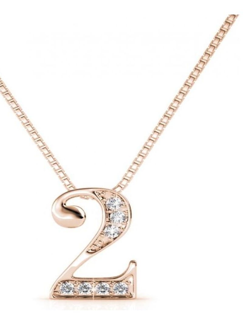 Pendentifs Number 2 - Or Rosé et Cristal Transparent - Kiabi