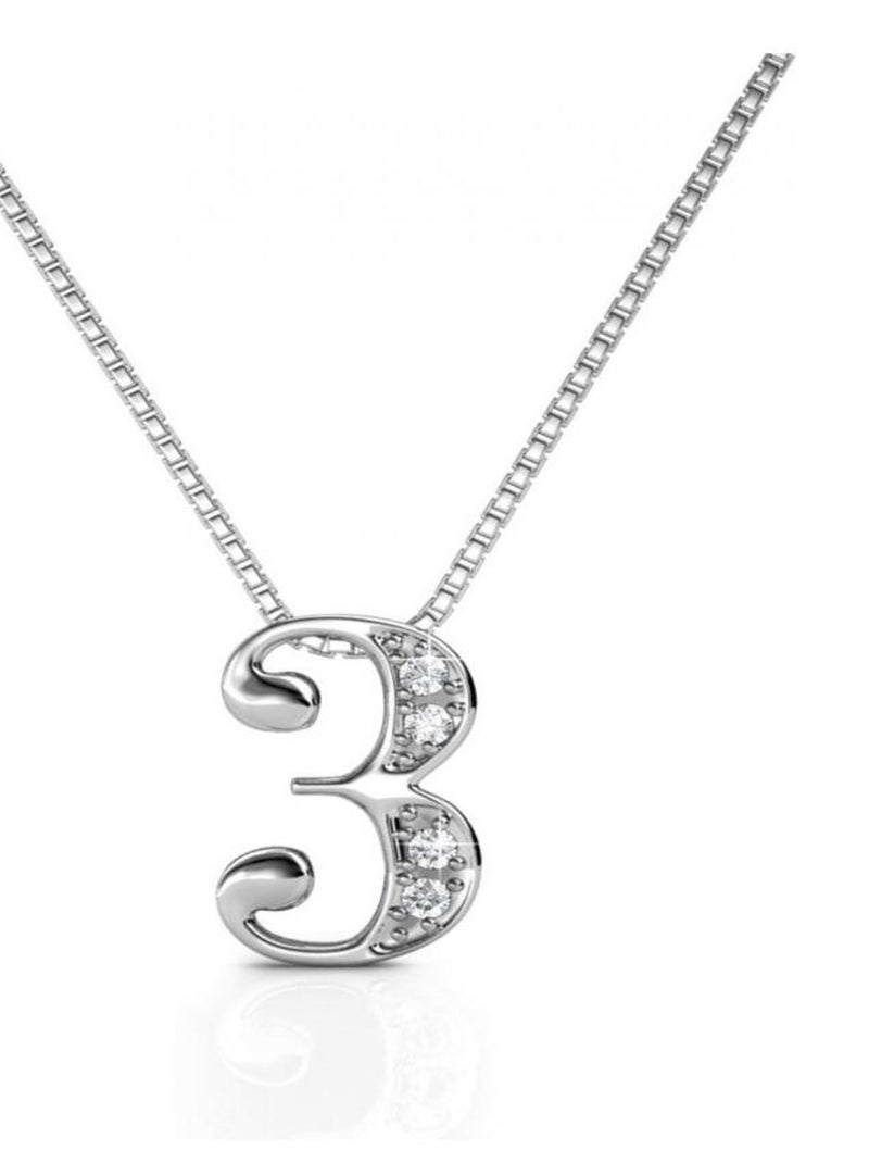 Pendentifs Number 3 - Argenté et Cristal Argent - Kiabi
