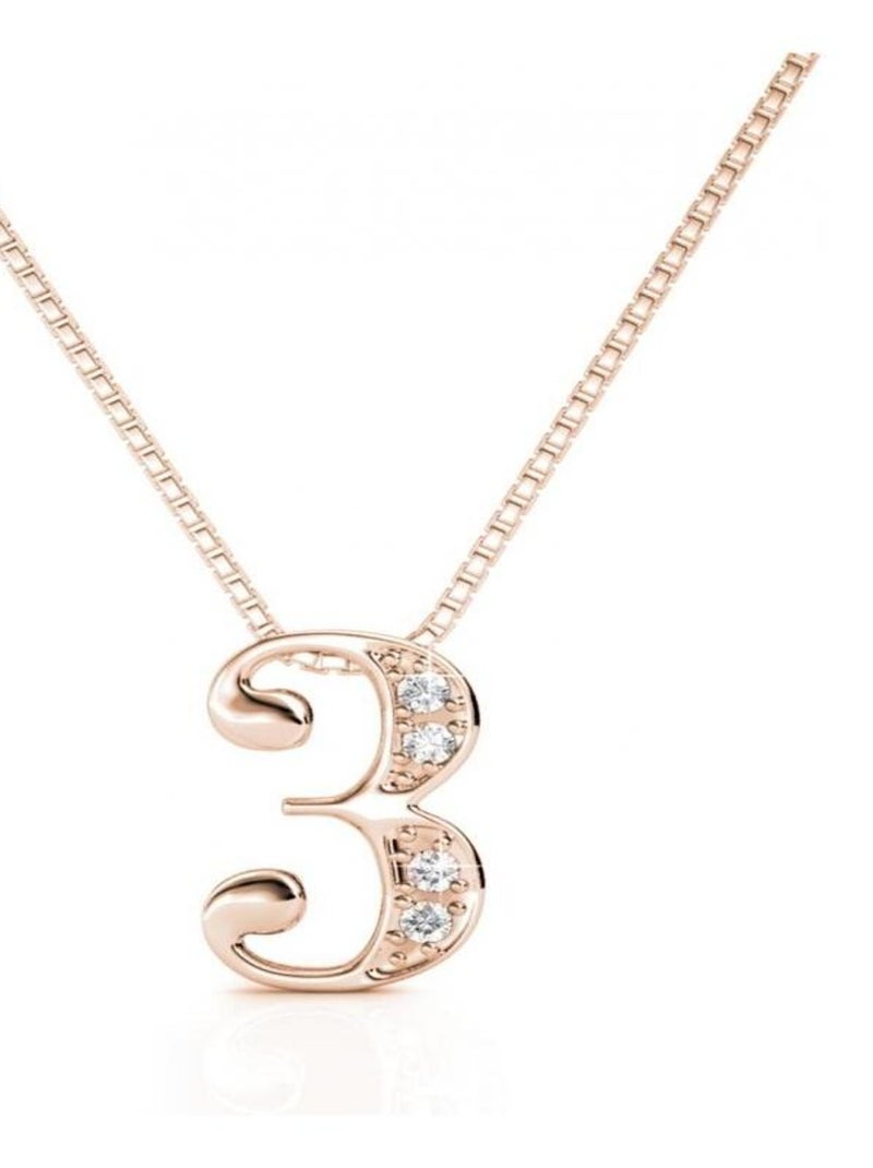 Pendentifs Number 3 - Or Rosé et Cristal Transparent - Kiabi