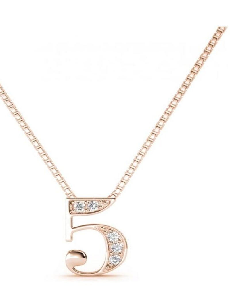 Pendentifs Number 5 - Or Rosé et Cristal Transparent - Kiabi