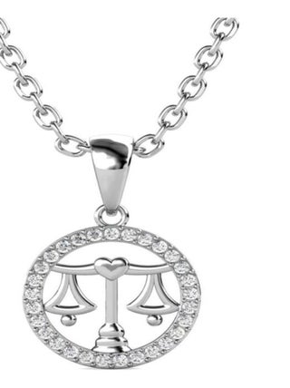 Pendentifs Zodiaque Balance - Argenté et Cristal