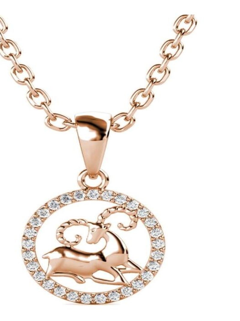 Pendentifs Zodiaque Belier - Or Rosé et Cristal Transparent - Kiabi