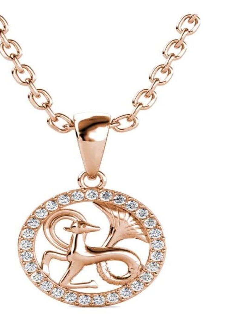 Pendentifs Zodiaque Capricorne - Or Rosé et Cristal Transparent - Kiabi