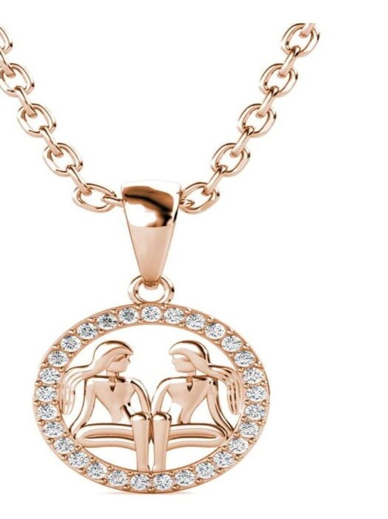 Pendentifs Zodiaque Gémaux - Or Rosé et Cristal Transparent - Kiabi