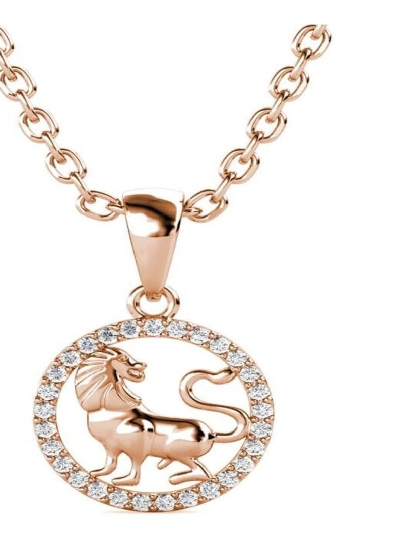 Pendentifs Zodiaque Lion - Or Rosé et Cristal Transparent - Kiabi