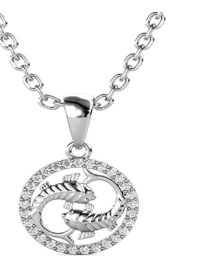 Pendentifs Zodiaque Poisson - Argenté et Cristal Argent - Kiabi