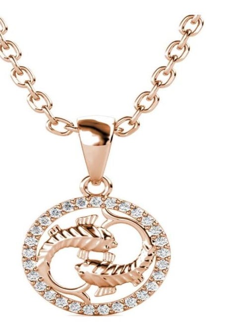 Pendentifs Zodiaque Poisson - Or Rosé et Cristal - Kiabi