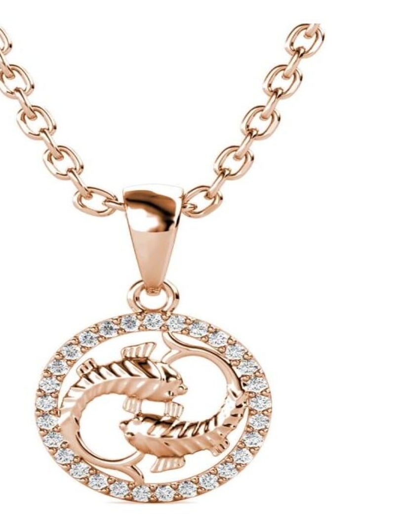 Pendentifs Zodiaque Poisson - Or Rosé et Cristal Transparent - Kiabi