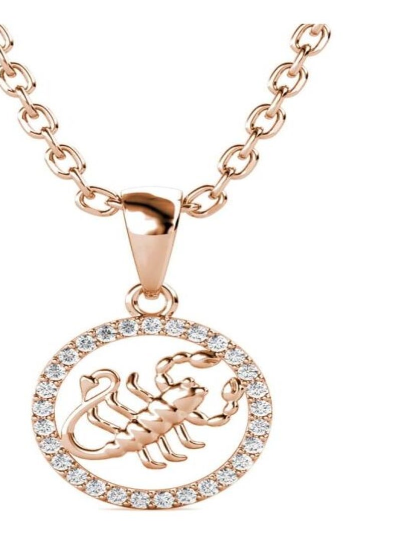 Pendentifs Zodiaque Scorpion - Or Rosé et Cristal Transparent - Kiabi