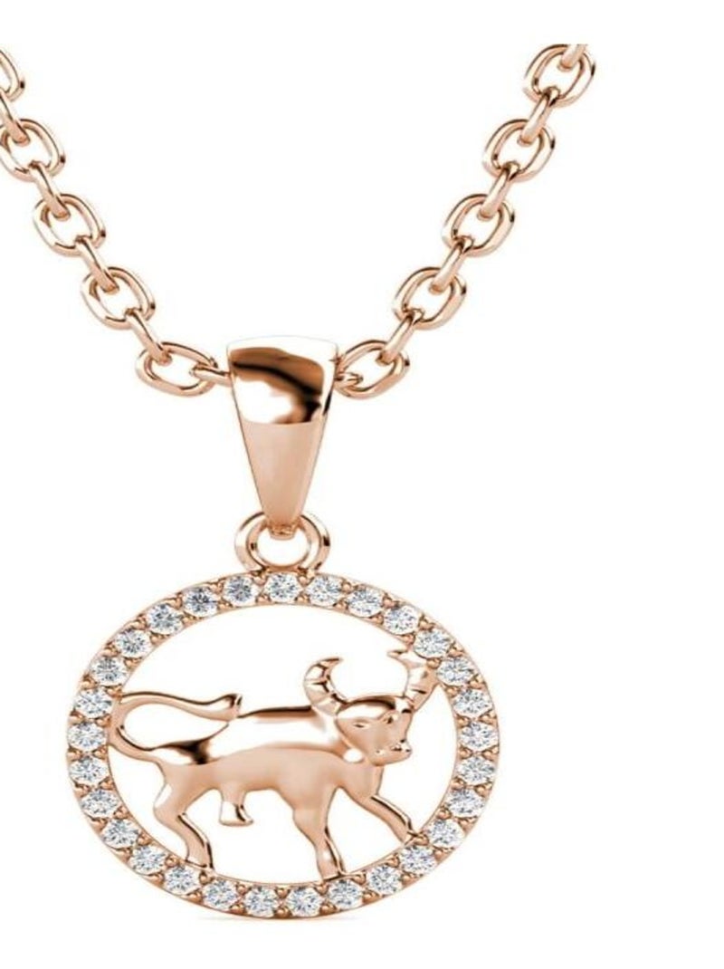 Pendentifs Zodiaque Taureau - Or Rosé et Cristal Transparent - Kiabi