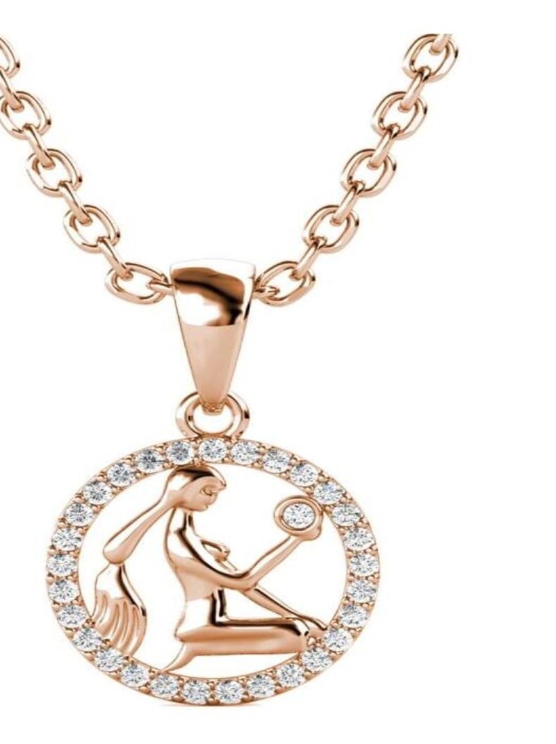 Pendentifs Zodiaque Vierge - Or Rosé et Cristal Transparent - Kiabi