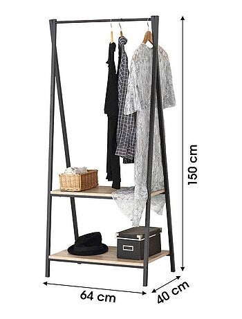 Penderie en métal avec 2 étagères 64x40xh150cm