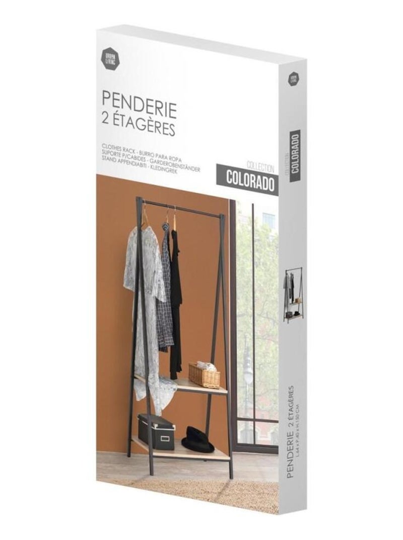 Penderie en métal avec 2 étagères 64x40xh150cm Noir - Kiabi