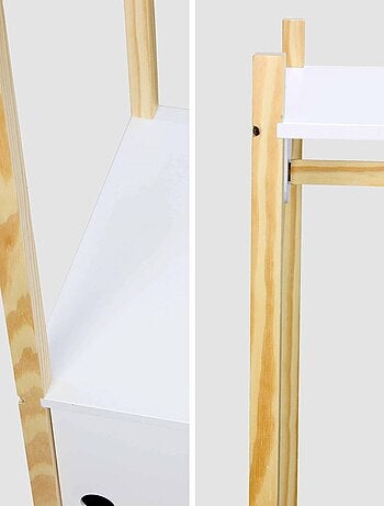 Penderie enfant bois massif 2 portes coulissantes avec portant Tobias