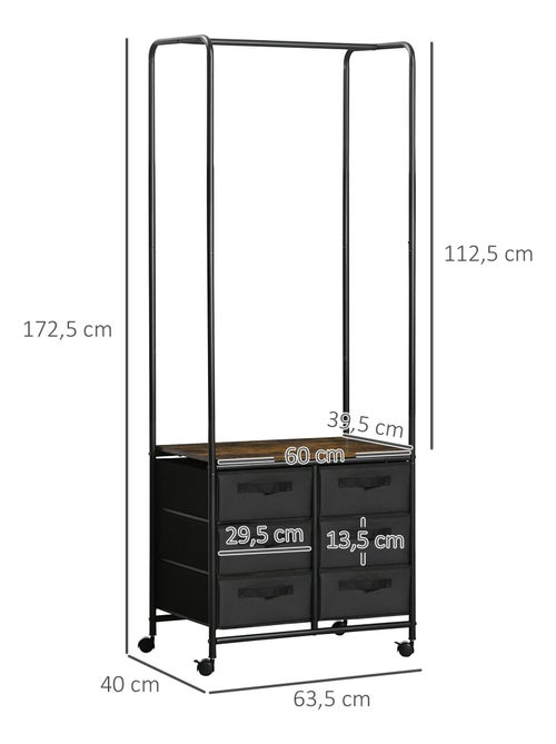 Penderie portant à vêtements style industriel 6 tiroirs - Kiabi