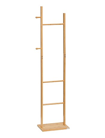 Penderie porte-manteaux - 3 barres, 2 patères - bois bambou