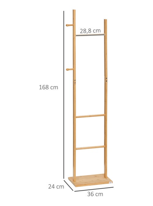 Penderie porte-manteaux - 3 barres, 2 patères - bois bambou - Kiabi