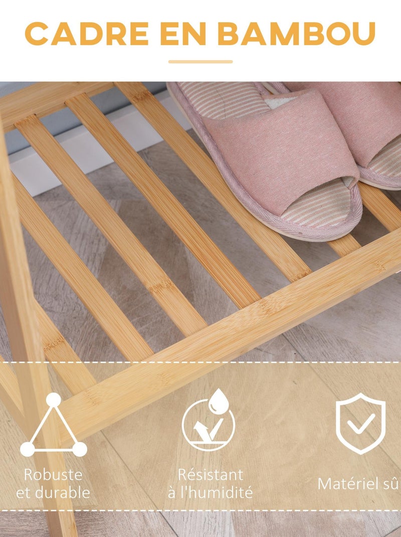 Penderie porte-manteaux avec étagères bois bambou Beige - Kiabi