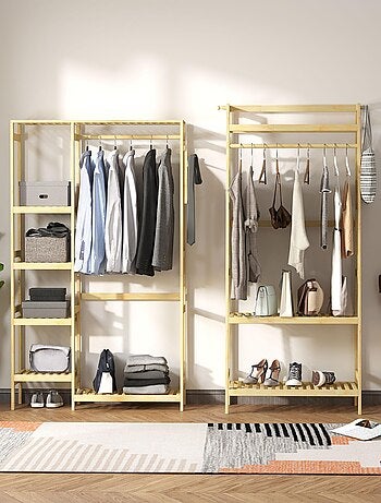 Penderie porte-manteaux bois bambou