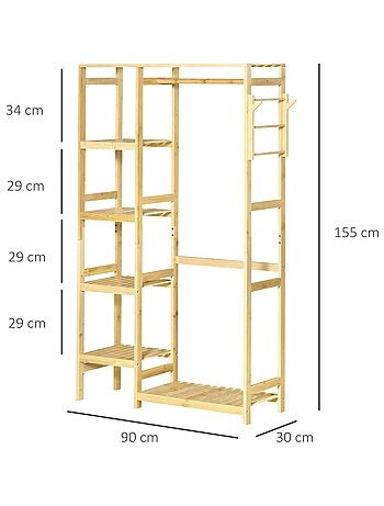 Penderie porte-manteaux bois bambou