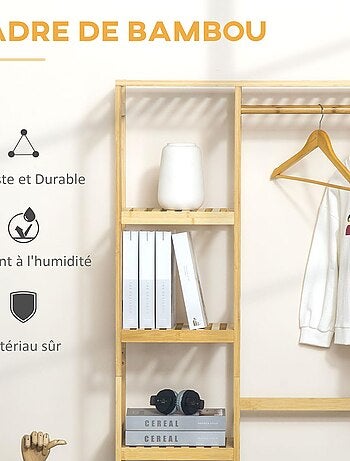 Penderie porte-manteaux bois bambou