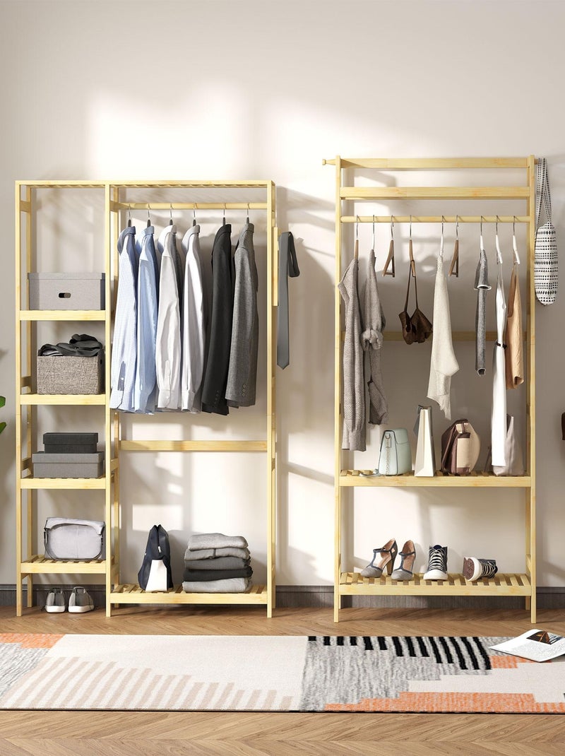 Penderie porte-manteaux bois bambou Beige - Kiabi