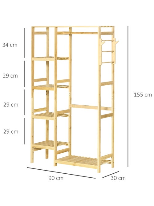 Penderie porte-manteaux bois bambou - Kiabi