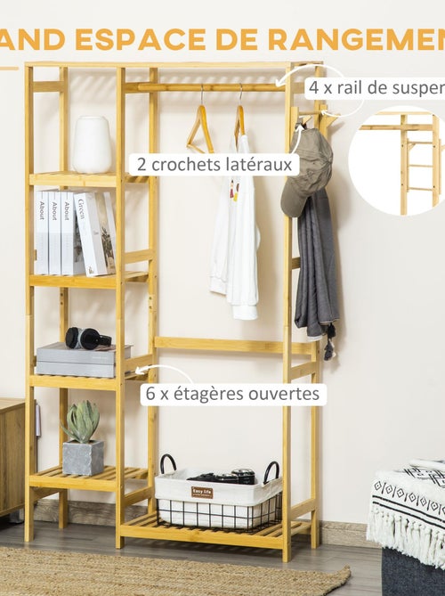 Penderie porte-manteaux bois bambou - Kiabi