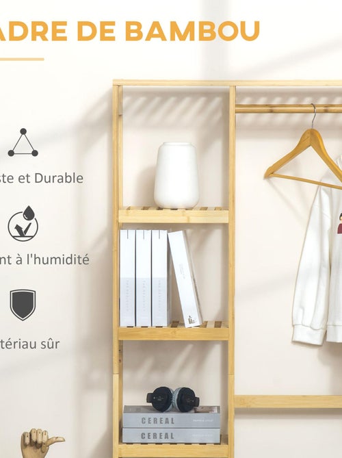 Penderie porte-manteaux bois bambou - Kiabi