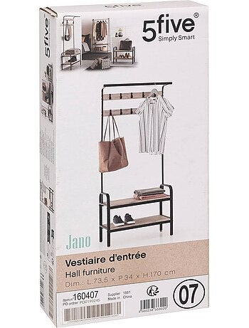 Penderie vestiaire 2 étagères en métal et bois jano