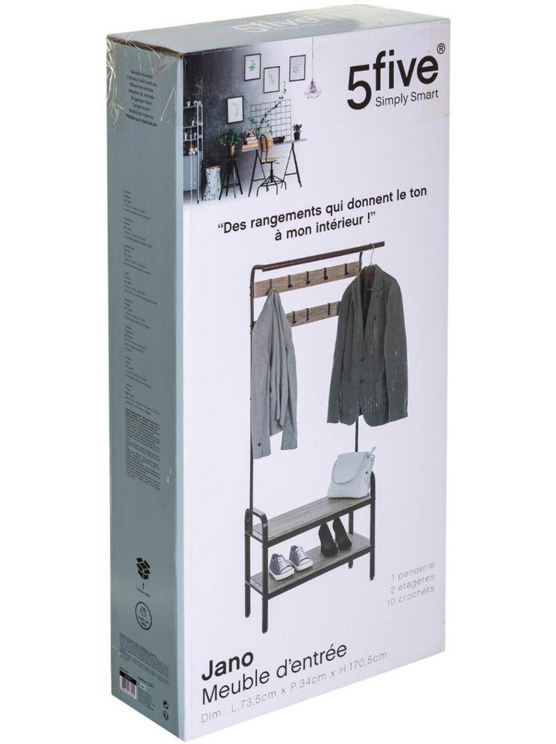 Penderie vestiaire 2 étagères en métal et bois jano Noir - Kiabi