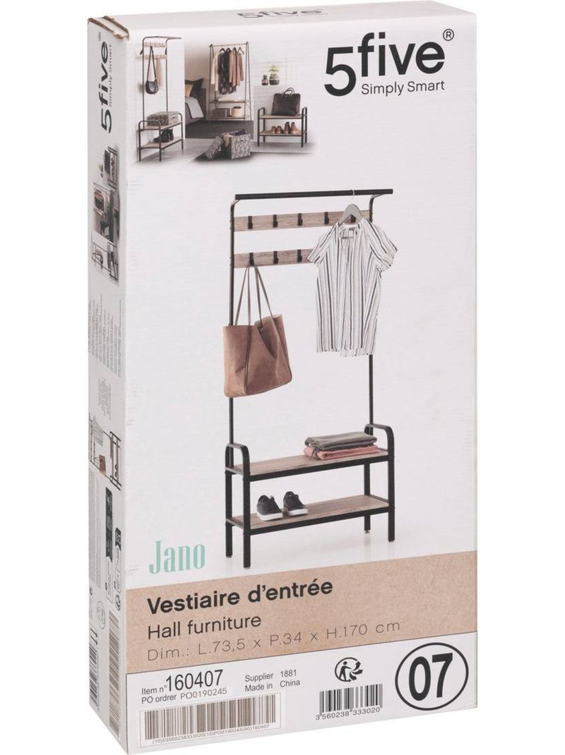 Penderie vestiaire 2 étagères en métal et bois jano Noir - Kiabi