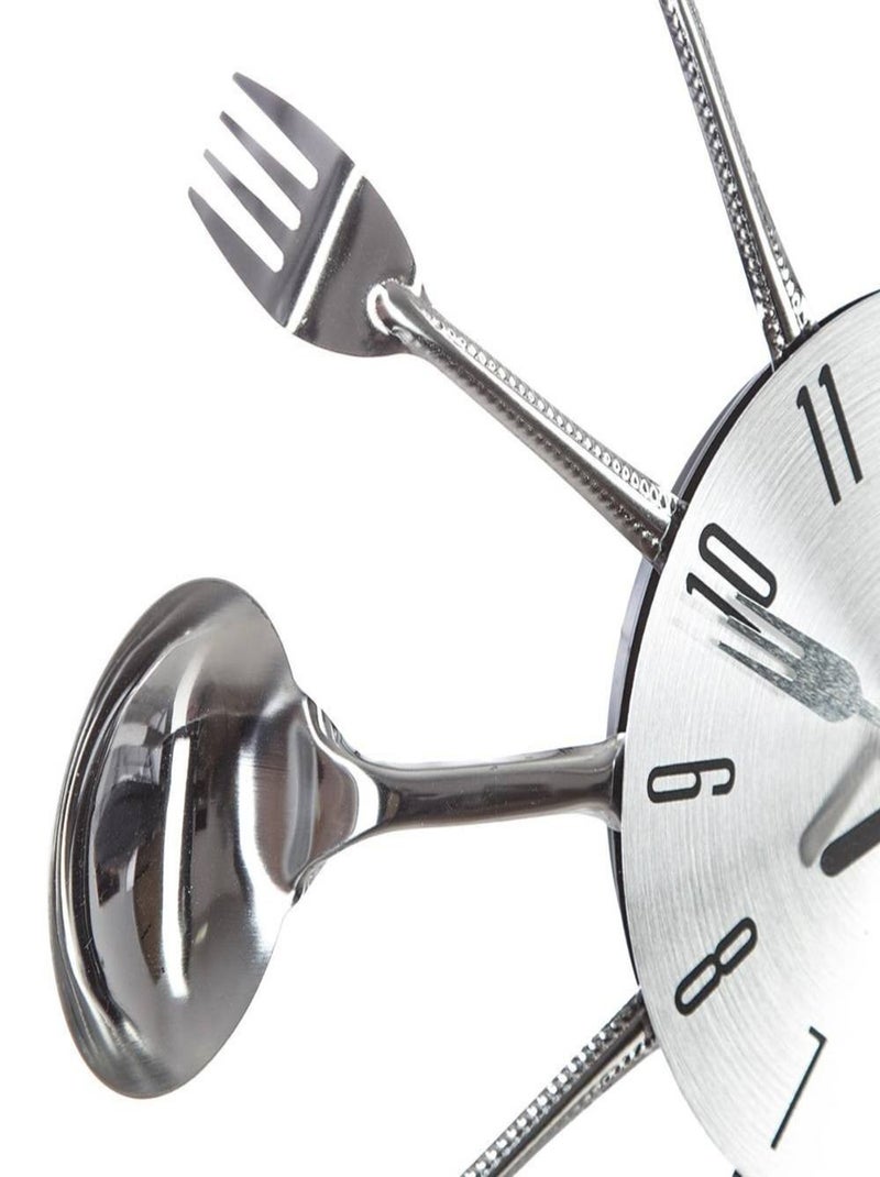Pendule Métal Ustensiles Ø38cm Gris - Kiabi