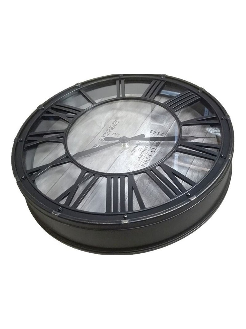 Pendule vintage Ø39 x 7,7 cm d'épaisseur Noir - Kiabi