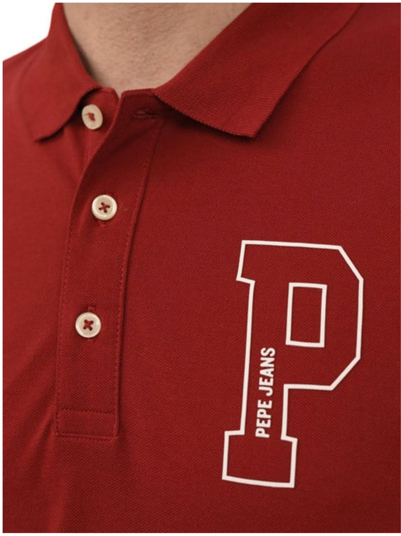 Pepe Jeans - Polo motif/style logo Rouge foncé - Kiabi