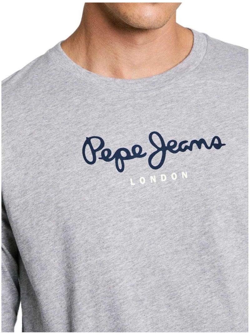 Pepe Jeans - T-shirt manches longues motif/style logo Gris - Kiabi