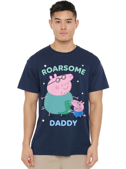 Peppa Pig - T-shirt motif Papa Pig ROARSOME (Papa Pig, George Pig) - Kiabi