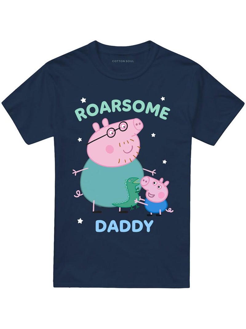 Peppa Pig - T-shirt motif Papa Pig ROARSOME (Papa Pig, George Pig) Bleu marine - Kiabi