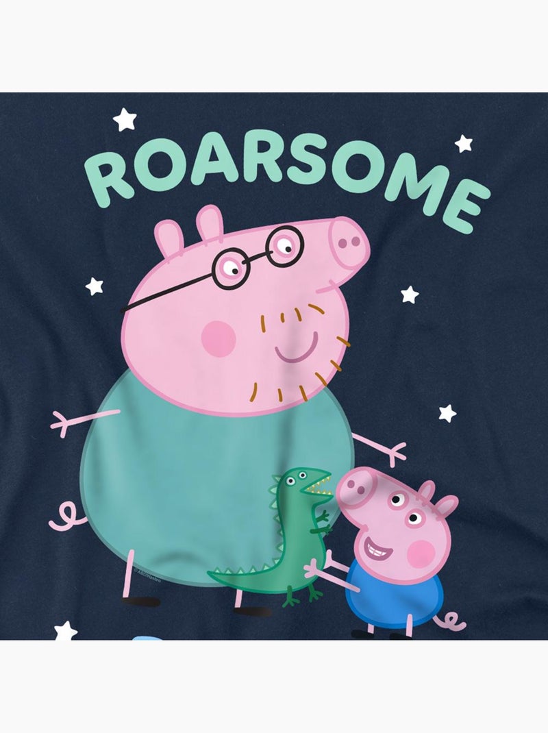 Peppa Pig - T-shirt motif Papa Pig ROARSOME (Papa Pig, George Pig) Bleu marine - Kiabi