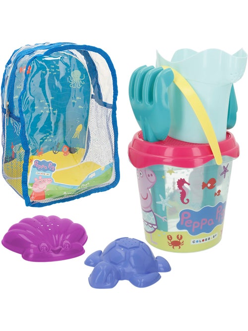 Peppa pig ensemble de plage avec seau, accessoires et sac à dos de transport - Kiabi