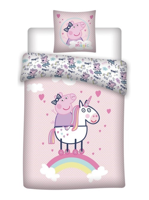 Peppa Pig, Parure de Lit Enfant Imprimée Réversible 100% Coton, LICORNE - Kiabi