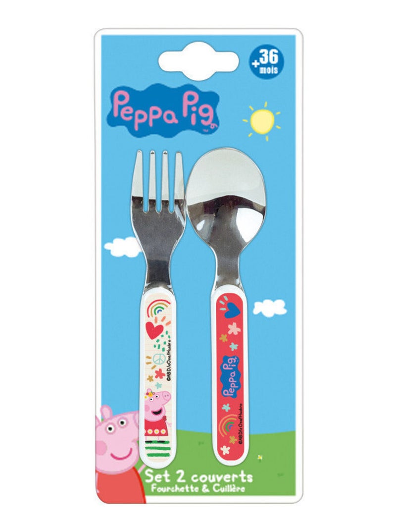 Peppa Pig Rouge Ensemble Couverts Inox (Fourchette, Cuillère) Multicolore - Kiabi