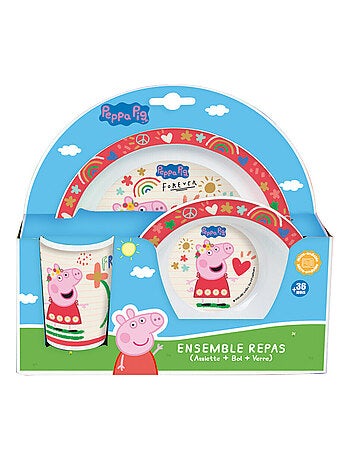 Peppa Pig Rouge Ensemble Repas (Assiette, Bol, Verre)