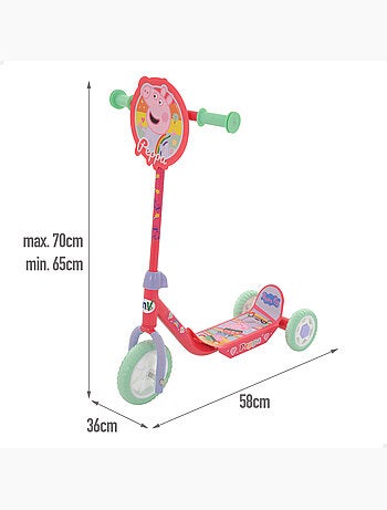 Peppa pig scooter 3 roues 58x36x65-70 cm max. 20 kg + 2 ans
