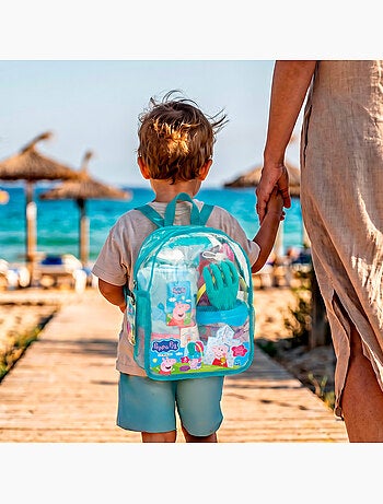 Peppa pig seau de plage avec accessoires sac à dos et poncho