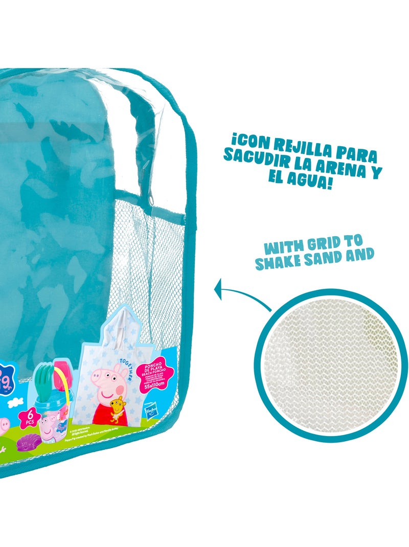 Peppa pig seau de plage avec accessoires sac à dos et poncho N/A - Kiabi