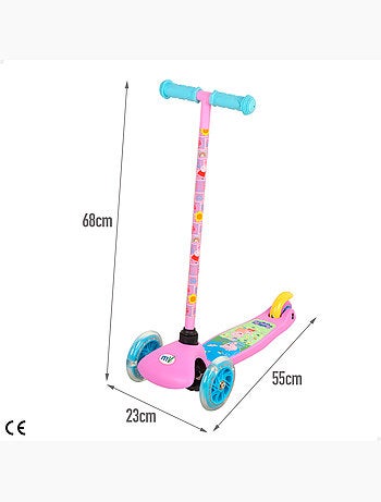 Peppa pig trottinette 55x23x68 cm 3 roues max. 20 kg avec lumières et freins
