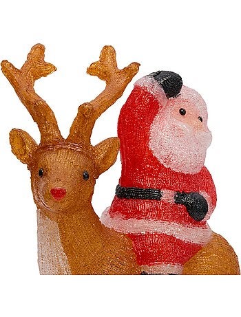 Père noël et renne lumineux d'extérieur clignotant 60 led h. 49 cm solaire