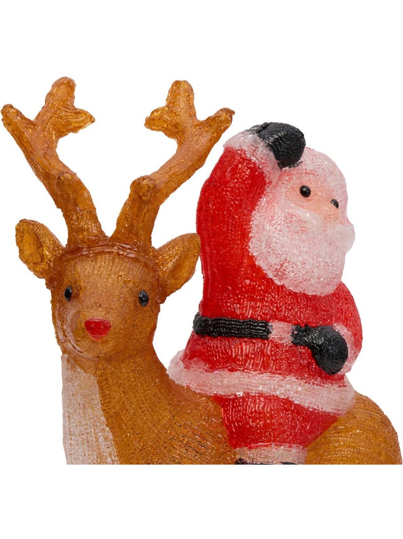 Père noël et renne lumineux d'extérieur clignotant 60 led h. 49 cm solaire Marron - Kiabi