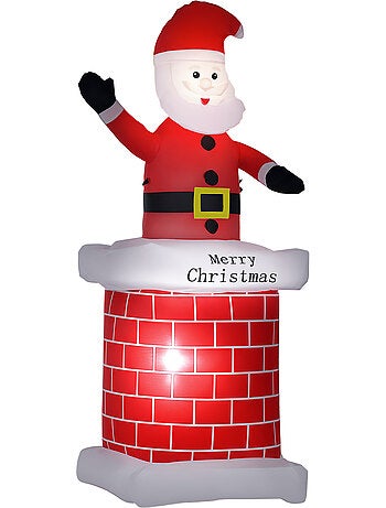 Père noël gonflable avec cheminée led 2,10h m polyester